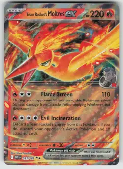 Team Rocket's Moltres ex 031/182 Double Rare Destined Rivals Pokemon Holo NM - Image 1