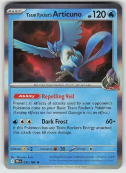 Team Rocket's Articuno 051/182 Rare Destined Rivals Pokemon Holo Near Mint - Image 1
