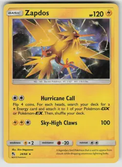 Zapdos 24/68 Holo Rare Hidden Fates Pokemon Near Mint - Image 1
