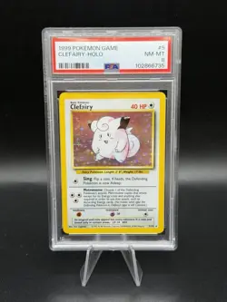 PSA 8 Clefairy Pokemon Base Set Unlimited Holo Rare 5/102 1999 English - Image 1