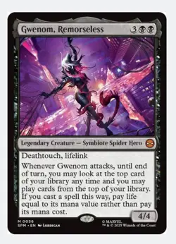Gwenom, Remorseless | MTG Marvel SPM | Black Spider Hero Pay Life | Mythic | NM - Image 1