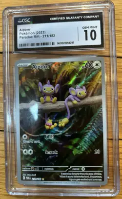 Pokemon TCG Aipom Paradox Rift 211/182 Holo Illustration CGC GEM MINT 10 - Image 1