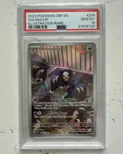 Houndour 204/197 Pokemon S&V Obsidian Flames Illustration Rare PSA 10 - Image 1