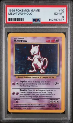 Pokemon TCG Mewtwo Base Set #10 Holo - PSA 6 - Image 1