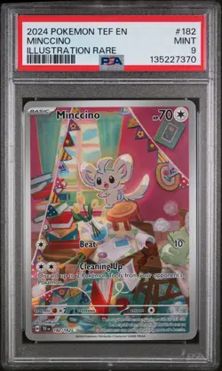 Minccino Illustration Rare Pokemon Tef En-Temporal Forces 182/162 PSA 9 - Image 1
