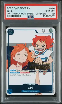 2026 One Piece Promos Girl Op14-Eb04 RLS Event-Winner PSA 10 #096 - Image 1