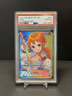 One Piece 2025 Nami Alternate Art Leader OP11-A Fist of Divine Speed #041 PSA 10 - Image 1