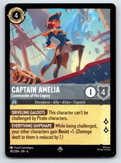 Disney Lorcana Captain Amelia - Commander of the Legacy Azurite Sea Super Rare # - Image 1