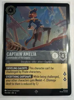 Disney Lorcana Captain Amelia - Commander of the Legacy,192/204, Foil - Image 1