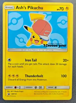 Ash's Pikachu SM114 Black Star Promo 2017 Pokemon Card TCG - Image 1