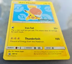 Ash's Pikachu SM114 Black Star Promo 2017 Pokemon Card TCG - Image 5