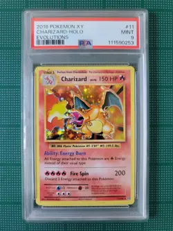 2016 Pokemon XY Charizard Holo Card PSA 9 Mint Evolutions #11 - Image 1