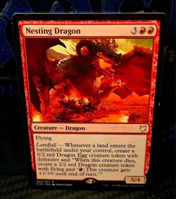 magic the gathering - Nesting Dragon - Creature - Rare - Landfall - Flying - Red - Image 1