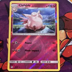 2019 POKEMON HIDDEN FATES CLEFABLE 40/68 REVERSE HOLO (RARE) - Image 1