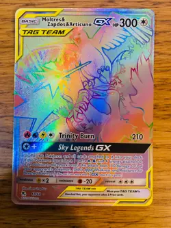 NM! Moltres, Zapdos & Articuno GX (69/68) Hidden Fates Full Art Pokemon Card! - Image 1