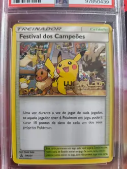 Pokemon Card Festival Champions Promo World 19 Pikachu Eevee Sun Moon PSA 9 - Image 2
