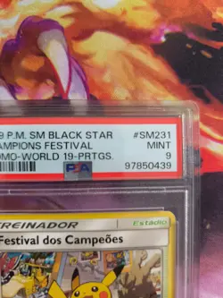 Pokemon Card Festival Champions Promo World 19 Pikachu Eevee Sun Moon PSA 9 - Image 3