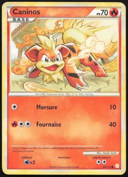 Carte Pokemon Caninos 65/123 HeartGold SoulSilver Francais - Image 1