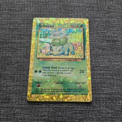 Bulbasaur 44/102 Prism HOLO Base Set Vending Golden Sticker Vintage Pokemon Card - Image 1