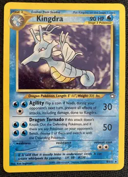 Pokemon WOTC Kingdra 8/111 Neo Genesis Set UNLIMITED Holo Rare LP/NM - Image 1