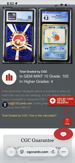 CGC Graded Wartortle Holo 1999 Japanese Southern Islands Pokemon Card - Image 1