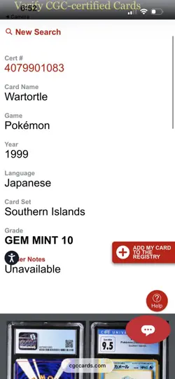 CGC Graded Wartortle Holo 1999 Japanese Southern Islands Pokemon Card - Image 2