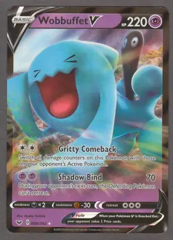 Wobbuffet V 086/202 Sword & Shield Base Set Ultra Rare Holo Pokemon Card NM - Image 1