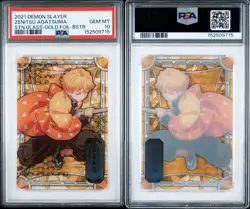 15 CARDDASS DEMON SLAYER STAINED GLASS CARD GOLD BOOSTER ZENITSU AGATSUMA PSA 10 - Image 1