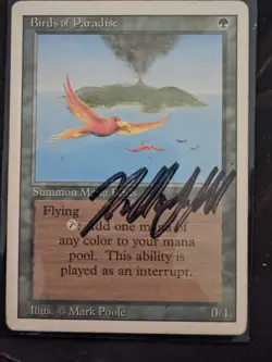 MTG Revised Birds of Paradise SIGNED Magic The Gathering Richard Garfield - Image 1