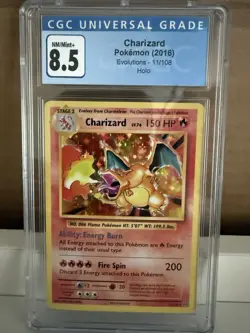 Pokemon TCG Charizard 11/108 Holo Evolutions CGC 8.5 Sub-Grades - Image 1