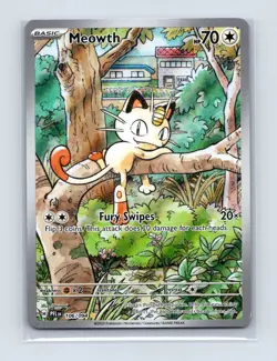 Meowth 106/094 Illustration Rare Phantasmal Flames Pokemon Holo Near Mint - Image 1