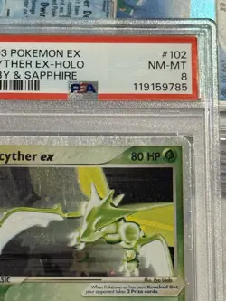 2003 POKEMON EX RUBY & SAPPHIRE #102 SCYTHER EX-HOLO PSA 8 - Image 5