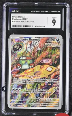 CGC 9 MINT Brute Bonnet 207/182 Paradox Rift Holo Illustration Rare Pokemon - Image 1