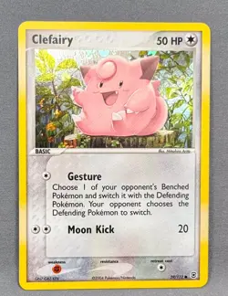 NM Reverse Holo Clefairy 59/112 FireRed LeafGreen Pokemon Mitsuhiro Arita Swirl - Image 1