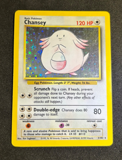 1999 POKEMON BASE SET 3/102 CHANSEY HOLO - MP - Image 1