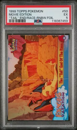 1999 Topps Pokemon 1st Edition Blue Label "Tail" End/Race Rainbow-Foil #50 PSA 5 - Image 1