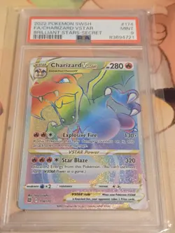 Pokemon Charizard VSTAR Rainbow 2022 Brilliant Stars 174/172 PSA 9 - Image 1
