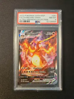 2022 Pokemon SWSH BSP Charizard Vmax Holo FA Ultra Premium Collection 261 PSA 8 - Image 1