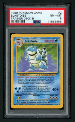 Pokemon PSA 8 NM-MT 1999 Blastoise Trainer B Non Holo 2/102 Rare - Image 1