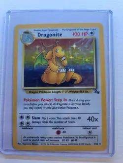 Pokemon TCG Dragonite 4/62 Fossil Holo Rare LP Unlimited Edition - Image 1