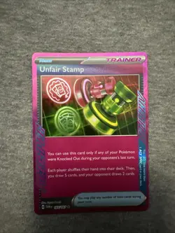 Pokemon TCG Unfair Stamp 165/167 Twilight Masquerade Pink Ace Spec Trainer - NM - Image 1