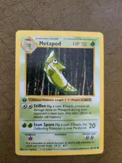 1999 Pokemon Base Set 1st Edition Shadowless Metapod - Image 1