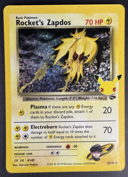 Rocket's Zapdos 15/132 Holo Celebrations: Classic Collection - Pokemon TCG - NM - Image 1