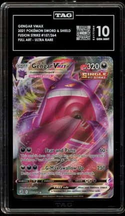 Pokemon Gengar VMAX Fusion Strike Full Art #157 TAG 10 Gem Mint - Image 1