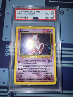 1999 POKEMON GAME BASE SET #10 MEWTWO HOLO PSA 8 NM MT CLEAN - Image 1