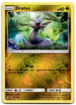 Dratini 34/70 Common Dragon Majesty Pokemon Reverse Holo Damaged - Image 1