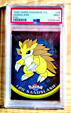 1999 Topps Pokemon TV SANDSLASH #28 Holo Foil PSA 9 Mint - Image 1