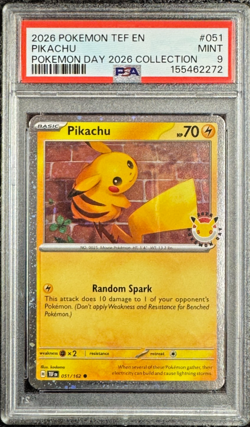 2026 POKEMON TEF EN PIKACHU POKEMON DAY 2026 COLLECTION #051 💎PSA 9 - Image 1