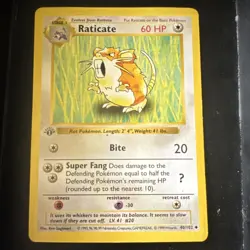 WotC Pokemon TCG Raticate 040/102 Base Set Shadowless 1st Ed Vintage HP 60 1999 - Image 1
