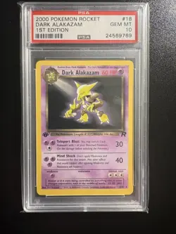 2000 Pokemon Dark Alakazam Team Rocket 1st Edition Rare #18 PSA 10 Gem Mint - Image 1